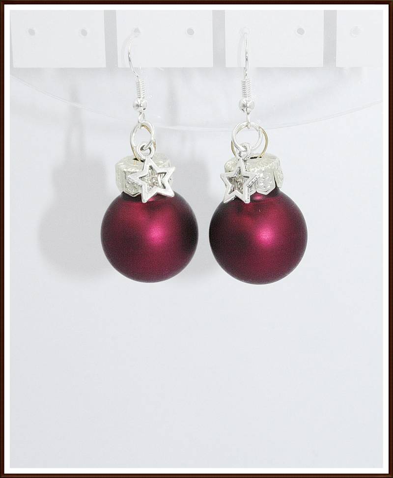 Glas Matt Weihnachtskugelohrringe Christbaum Ohrhänger Stern Weihnachtsfeier von ShopDanysDesign
