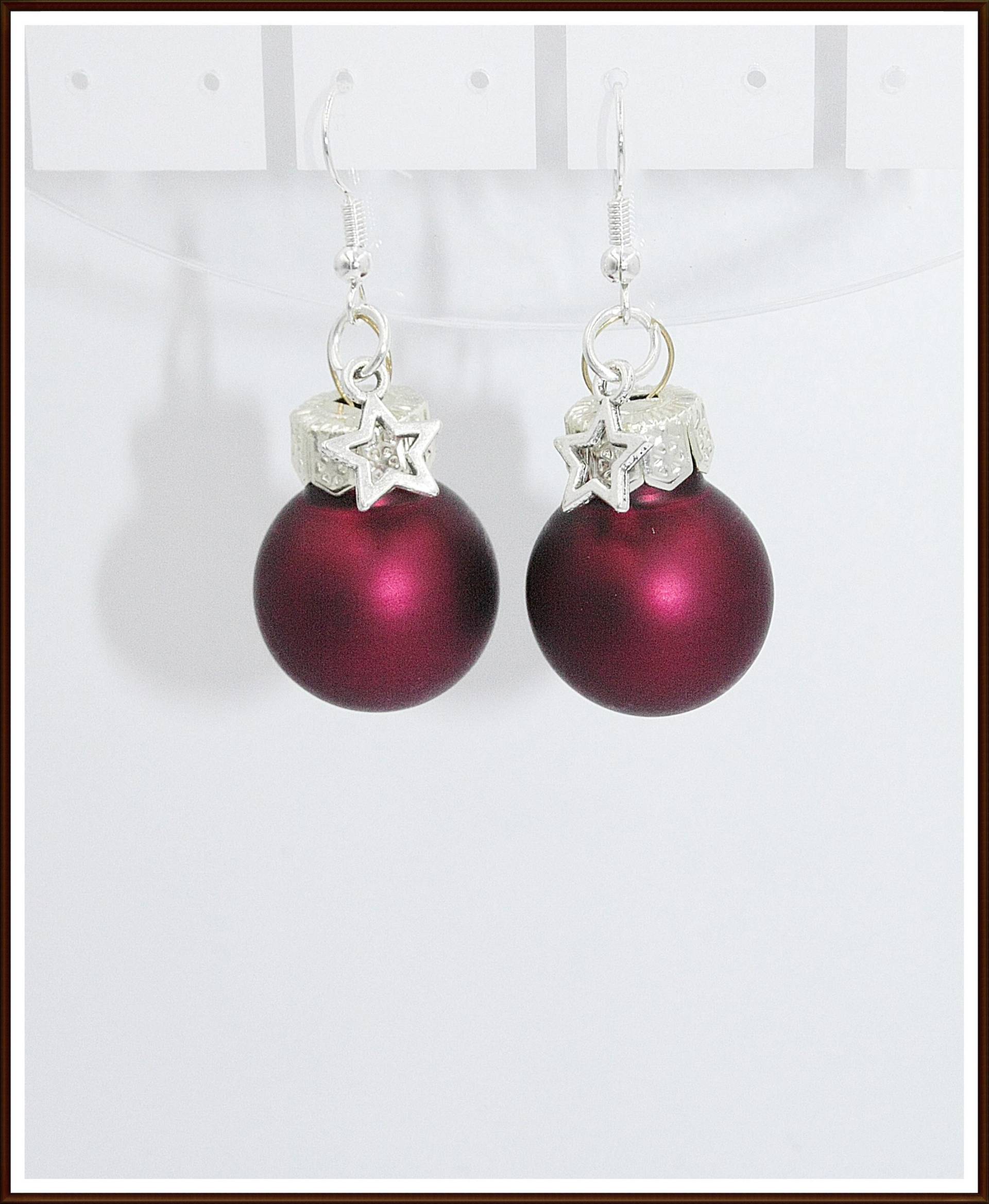 Glas Matt Weihnachtskugelohrringe Christbaum Ohrhänger Stern Weihnachtsfeier von ShopDanysDesign