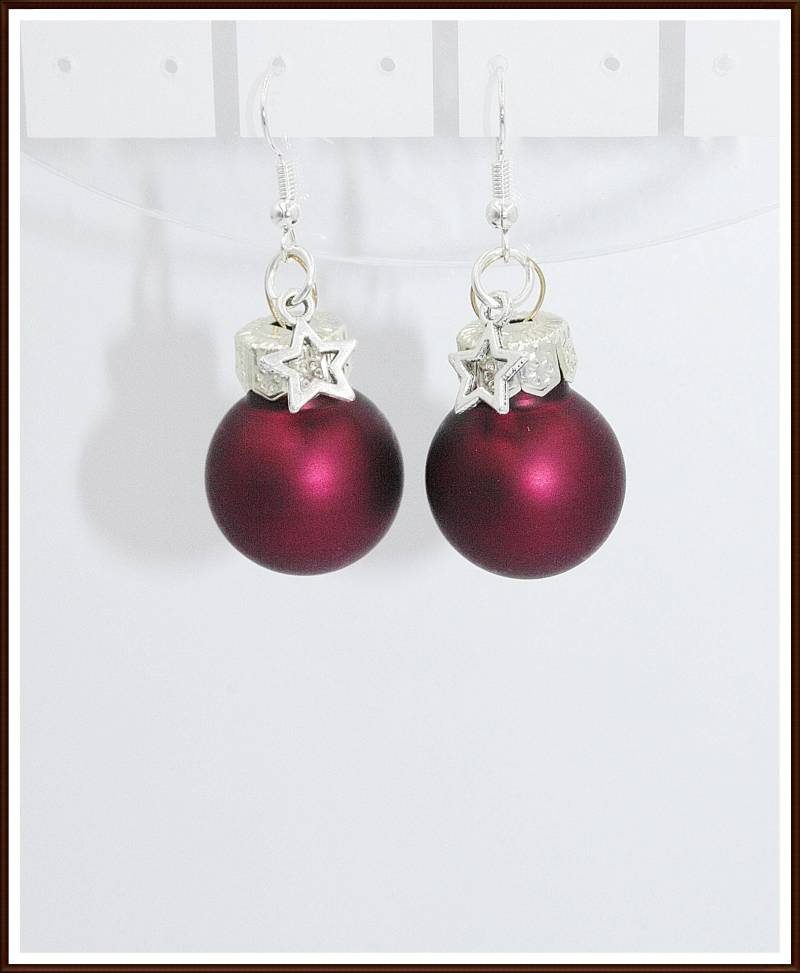 Glas Matt Weihnachtskugelohrringe Christbaum Ohrhänger Stern Weihnachtsfeier von ShopDanysDesign