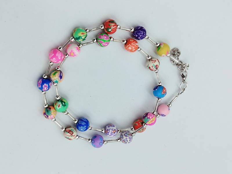 Kette Collier Fimo Perlen Bunt von ShopDanysDesign