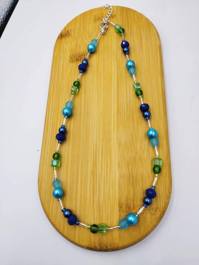 Kette Collier Glas Perlen Pink Türkis Bunt Polaris von ShopDanysDesign