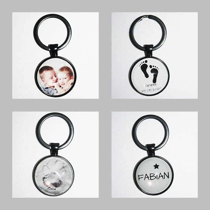 Schlüsselanhänger Schwarz Potenabdruck Foto Erinnerung Fußabdruck Baby von ShopDanysDesign