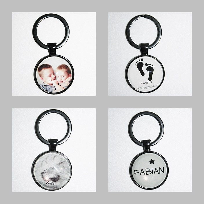 Schlüsselanhänger Schwarz Potenabdruck Foto Erinnerung Fußabdruck Baby von ShopDanysDesign