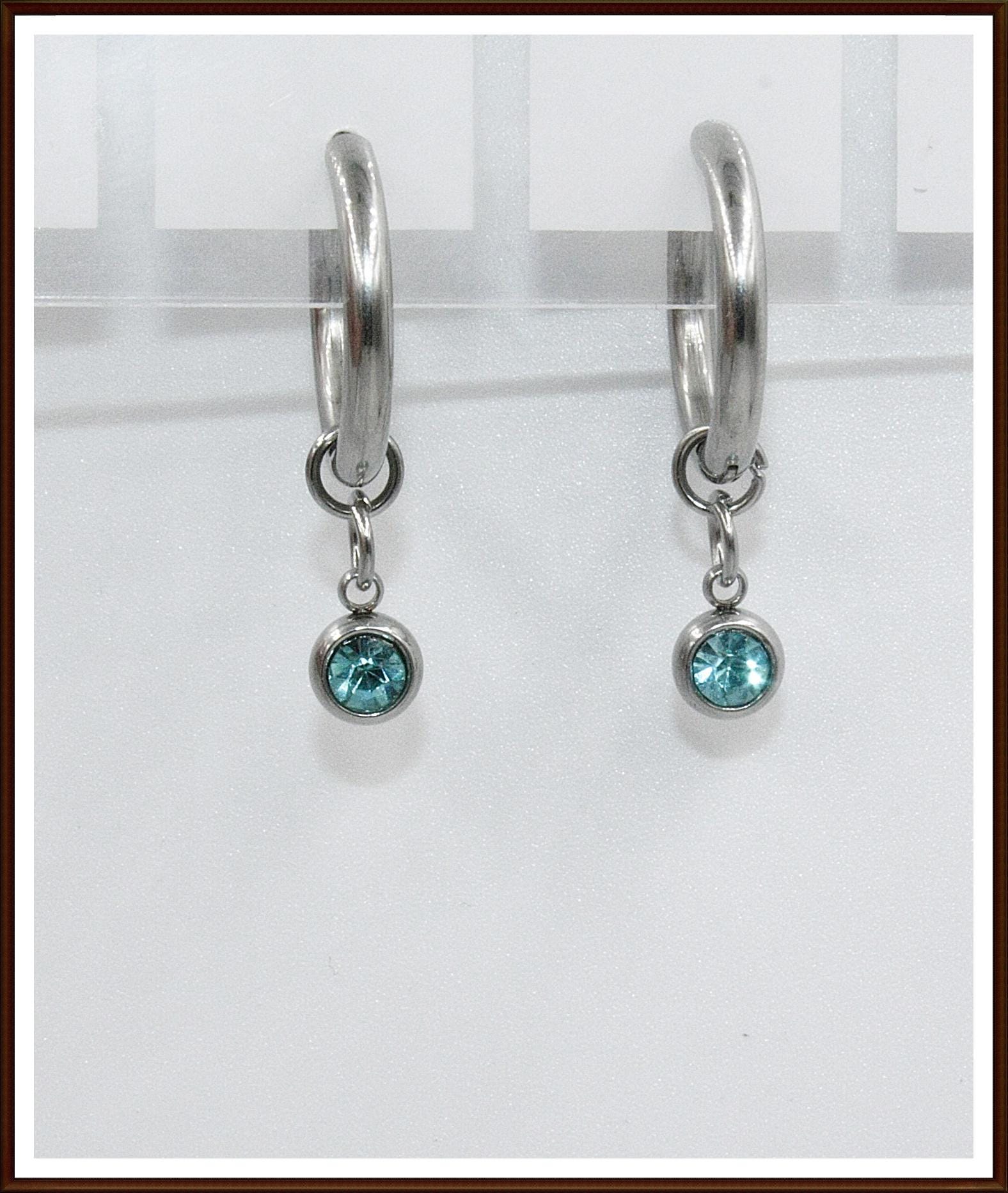 strass Creolen Ohrringe Edelstahl Ohrhänger Anhänger Mädchen von ShopDanysDesign