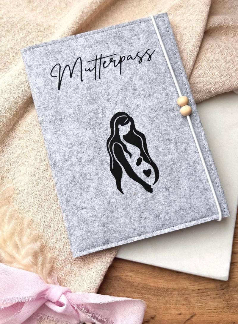 Personalisierte Mutterpasshülle Aus Filz | Gold/Weiß/Schwarz Schwangere Frau Handgemacht von ShopDecosphere