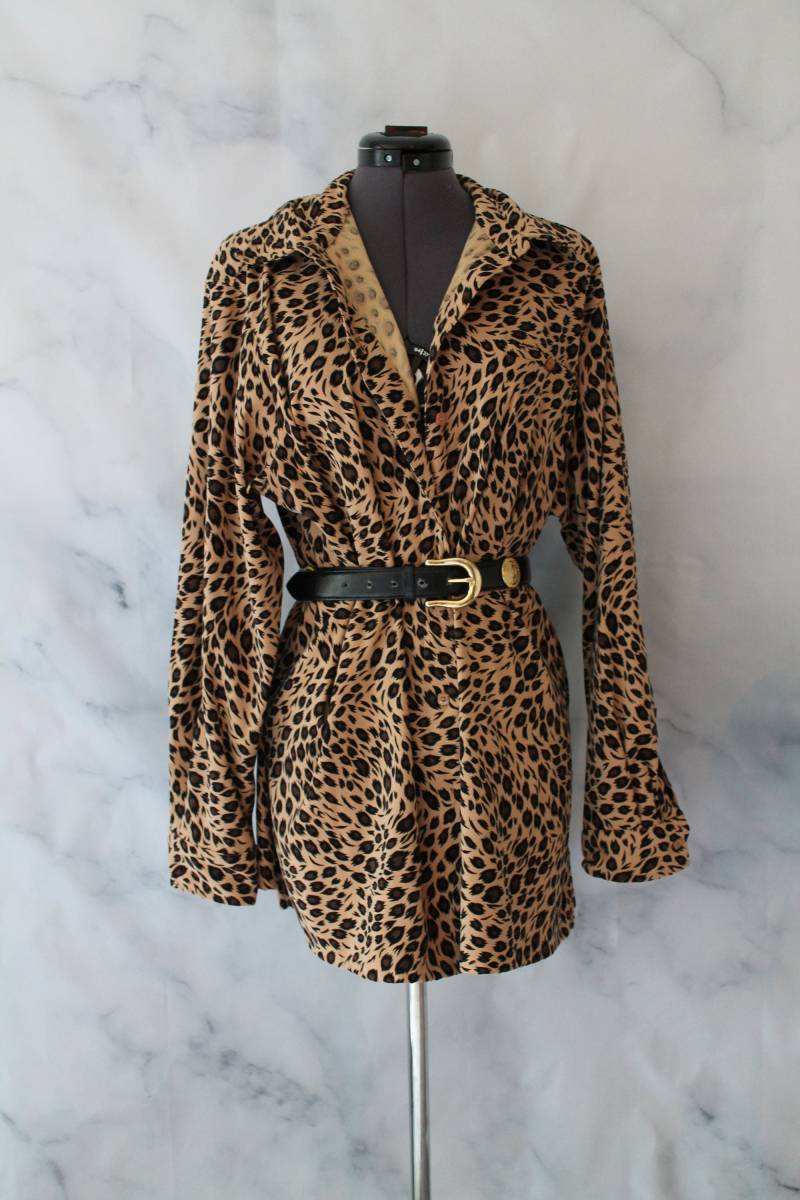 Vintage 90Er Jahre Animal Print Bluse | Leopard Button Up Shirt Oversize von ShopEdgeVintage