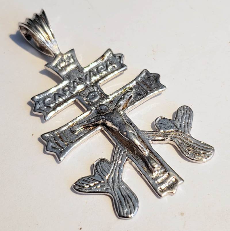925 Sterling Silber Handmade 2.2" Kreuz Pendent, Handgefertigte Anhänger, Tropfen Und Baumeln Pendent S4-31 von ShopForACauseUSA