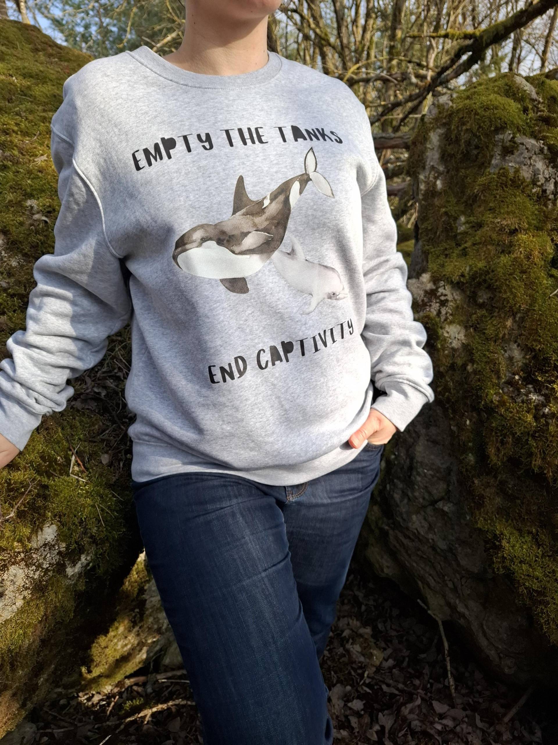 Empty The Tanks End Captivity, Vegan Sweatshirt, Pulli, Pullover, Bio|Fair|Vegan Empty The Tanks End Captivity, Vegan Sweatshirt, Pulli, Pullover, Bio|Fair|Vegan von ShopForAnimalRights