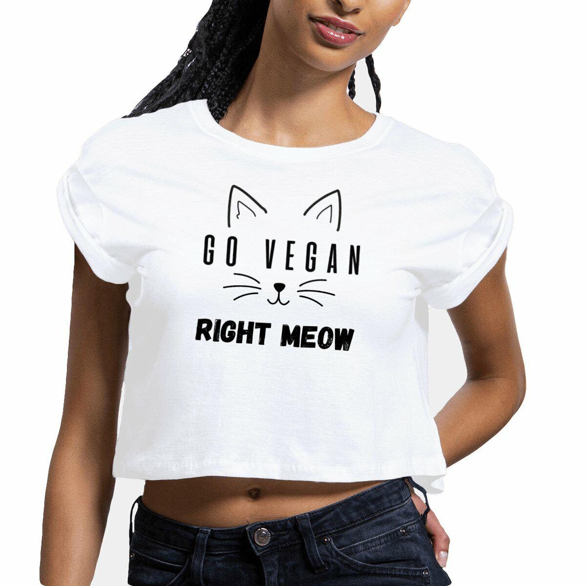 Go Vegan Right Meow Crop Top, Vegan Shirt Bauchfrei, Bio|Fair|Vegan von ShopForAnimalRights