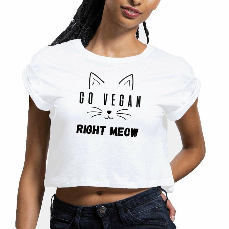Go Vegan Right Meow Crop Top, Vegan Shirt Bauchfrei, Bio|Fair|Vegan von ShopForAnimalRights