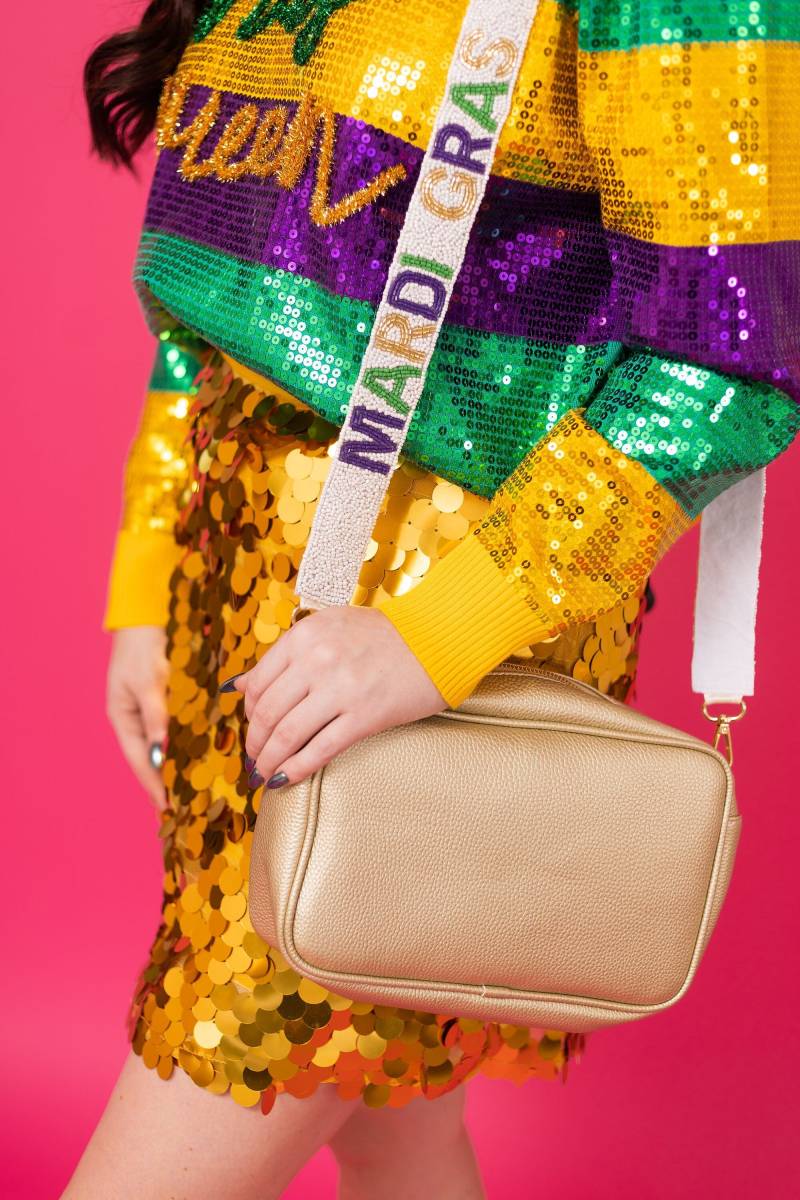 Perlenarmband Für Handtasche, Karneval Mit Fleur De Lis Perlengurt, Durchsichtiger Taschengurt von ShopGoldenLily