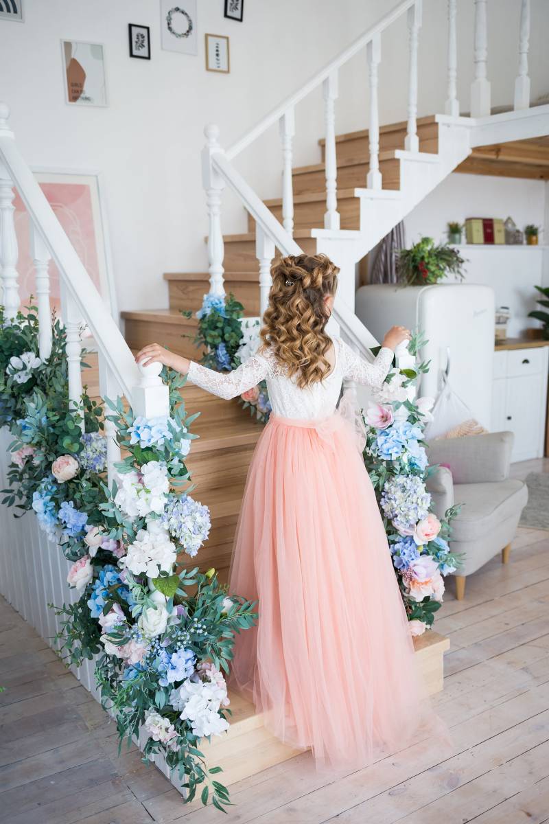 Puffy Pfirsich Kleid Spitzenkleid Für Mädchen. Rosa Die Blumenmädchen. Besondere Anlass Kleider.brautjungfer.tüll Mädchenzug von ShopGoldenThread