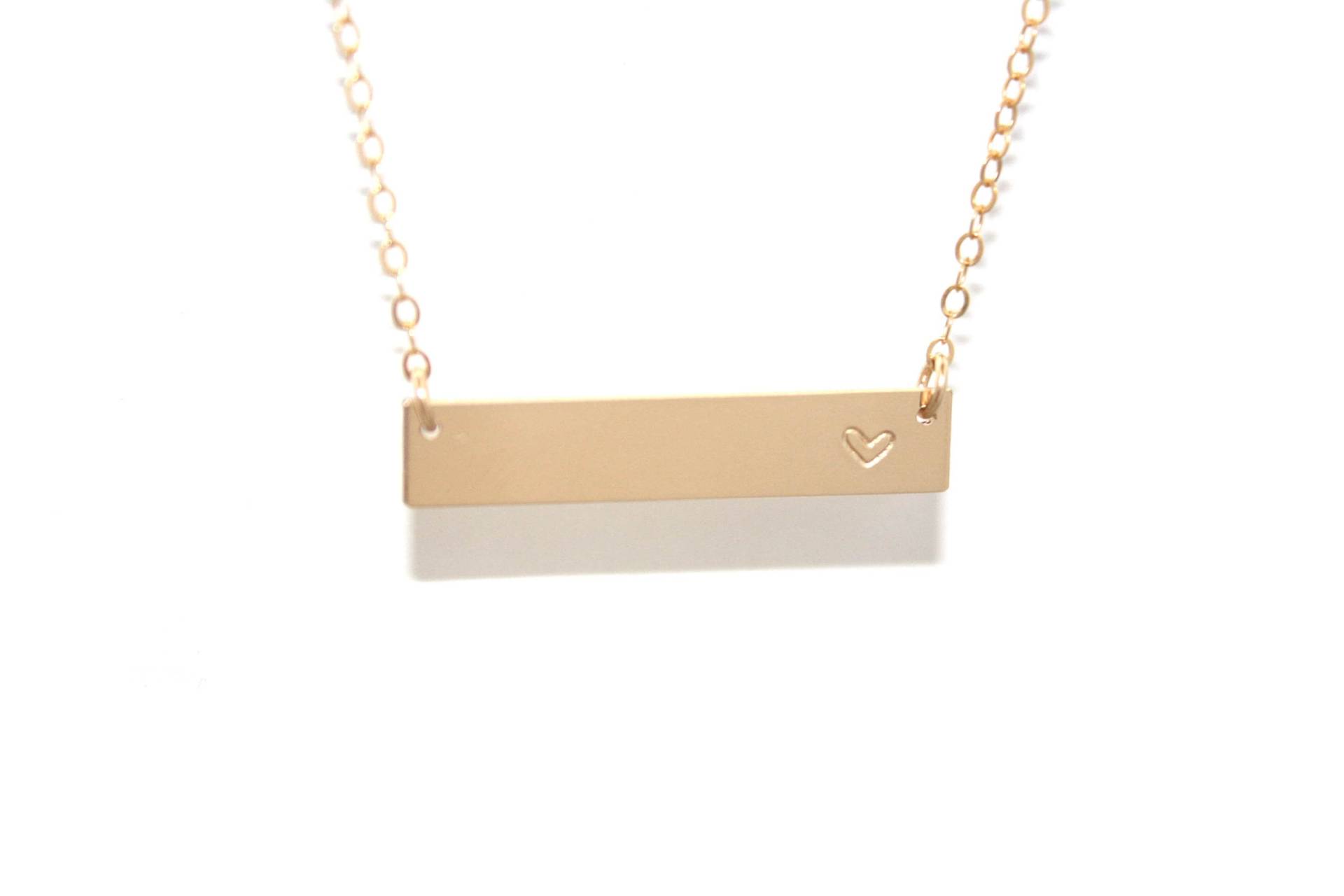 Herz Bar Halskette | 14K Gold Filled - Halskette, Handgestempelt Barren Rechteck Bar Liebe Herz Bar Halskette | 14K Gold Filled - Halskette, Handgestempelt Barren Rechteck Bar Liebe von ShopGuyBlanco