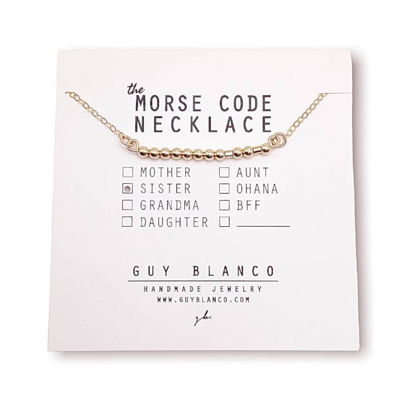 Schwester // Morse Code Perlenkette | 14K Gold Filled - Schwester Halskette, Geschenk, Schwestern Halskette Schwester // Morse Code Perlenkette | 14K Gold Filled - Schwester Halskette, Geschenk, Schwestern Halskette von ShopGuyBlanco