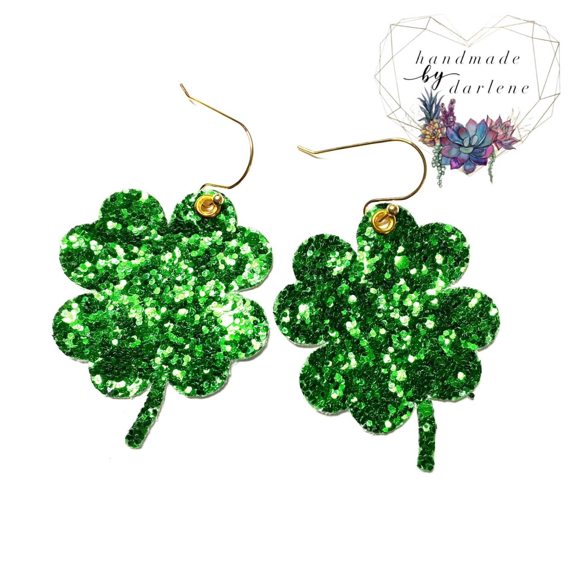 Kleeblatt Ohrringe, Glitzer Kleeblatt, St Patrick's Day Kunstleder Ohrringe Kleeblatt Ohrringe, Glitzer Kleeblatt, St Patrick's Day Kunstleder Ohrringe von ShopHandmadebyDar
