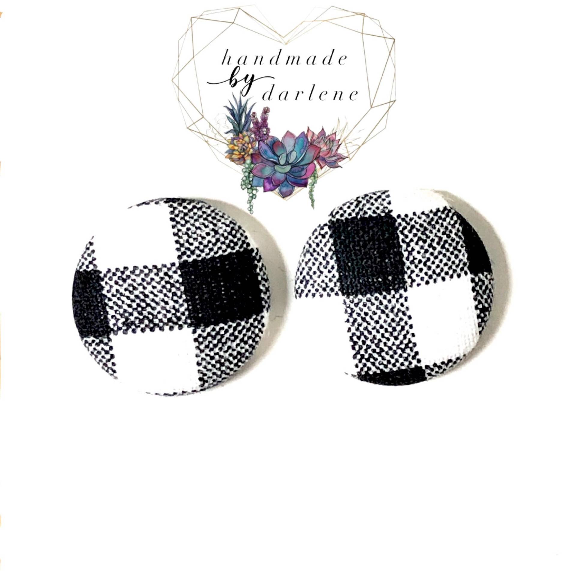 Ohrstecker Karierte Baumwollknöpfe Hypoallergen Ohrstecker Karierte Baumwollknöpfe Hypoallergen von ShopHandmadebyDar