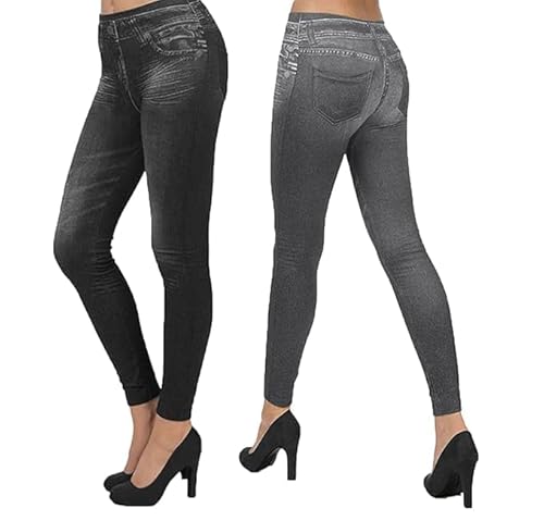 ShopINess 2er-Pack Jeggings Slim (1 Schwarz und 1 Grau, L-XL) von ShopINess