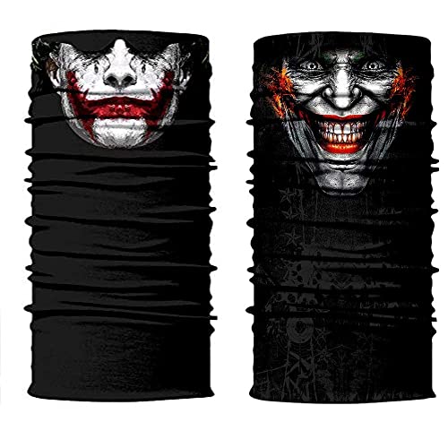 ShopINess 2er-Pack Unisex Erwachsene Multifunktions Schlauchschal Halswärmer Neckwarmer für Motorrad Bikes Sport Festival Halloween Karneval - Joky + Smiling Joky von ShopINess