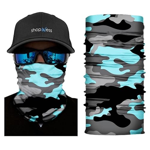 ShopINess Bandana Halstuch Multifunktionstuch Unisex für Motorrad Sport und Outdoor Camo Style, ShopINess Bandana Halstuch Multifunktionstuch Unisex für Motorrad Sport Camo Style Camouflage Blau von ShopINess