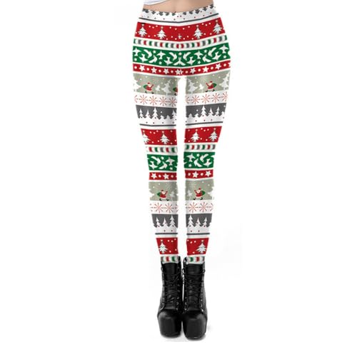 ShopINess Leggings Weihnachtsleggings Frauen für Yoga Gym Sport Fitness Leggings Hosen mit Weihnachtsaufdruck (DE/NL/SE/PL, Alphanumerisch, L, M, Regular, Regular, Weihnachtsmann) von ShopINess