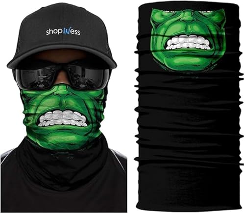 ShopINess Unisex Schlauchschal Halswärmer Neckwarmer Multifunktions für Motorrad Sport Festival Halloween Karneval Green Monster von ShopINess