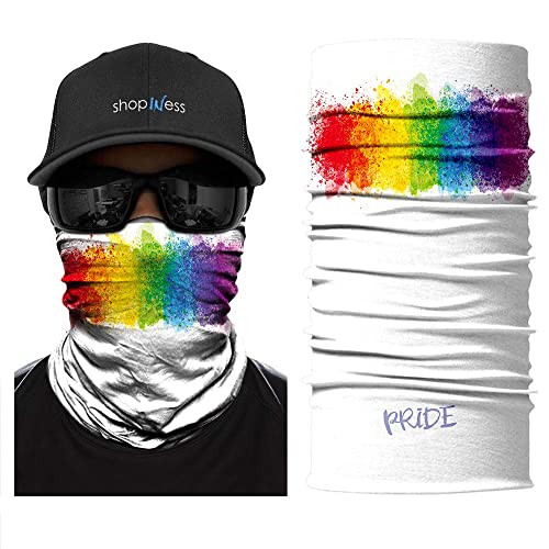 ShopINess Unisex Erwachsene Multifunktions-Schlauchschal Regenbogen Flagge Stil Halswärmer Stolz Pride (Weiß) von ShopINess