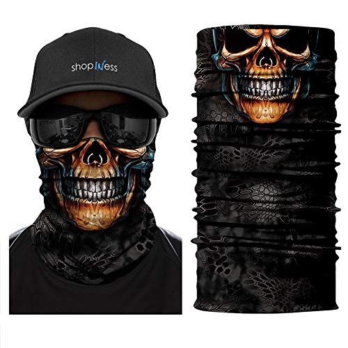 ShopINess Unisex Schlauchschal Halswärmer Neckwarmer Multifunktions schlauchtuch totenkopf für Motorrad Bikes Sport Festival Halloween Karneval - Totenschädel (Piercing) von ShopINess