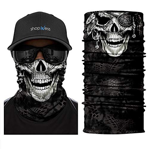 ShopINess Unisex Schlauchschal Halswärmer Neckwarmer Multifunktions schlauchtuch totenkopf für Motorrad Bikes Sport Festival Halloween Karneval - Totenschädel (Pirat) von ShopINess