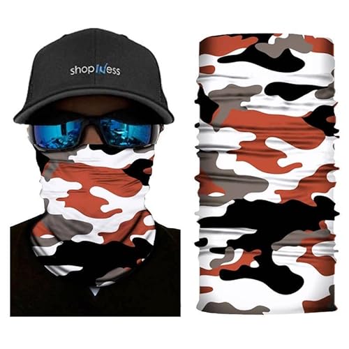 ShopINess Multifunktionstuch Bandana Multifunktionstuch Unisex für Motorrad Sport und Outdoor Camo Style, orange, 48 x 25 cm von ShopINess
