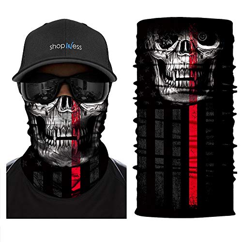 ShopINess Multifunktionstuch Totenkopf Laser für Kinder & Erwachsene – Nahtloses Schlauchtuch mit 12 Tragevarianten, UV-Schutz, Atmungsaktiv, Schnell trocknend von ShopINess