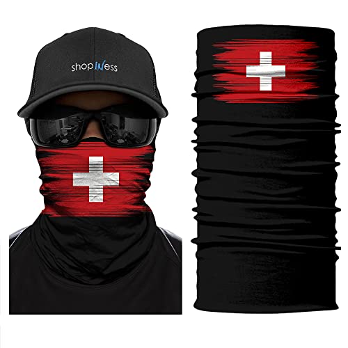 ShopINess Unisex Erwachsene Multifunktions Schlauchschal Halswärmer Neckwarmer Flaggen-Stil Fußball Weltmeisterschaft (Schweiz) von ShopINess