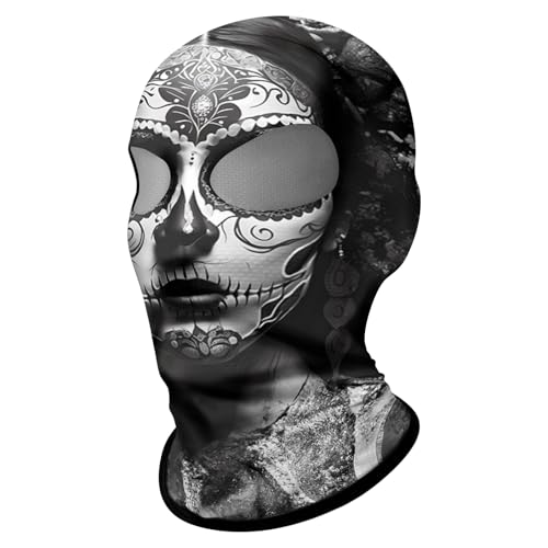 ShopINess Zwei Augen 3D-Sturmhaube Totenkopf Frauen Zwei Loch Sturmhaube Motorrad Sport Partys Halloween Karneval Totenkopf (Lady Sad) von ShopINess