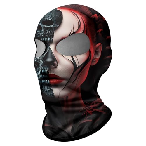 ShopINess Zwei Augen 3D-Sturmhaube Totenkopf Frauen Zwei Loch Sturmhaube Motorrad Sport Partys Halloween Karneval Totenkopf (Lady Two-Face) von ShopINess