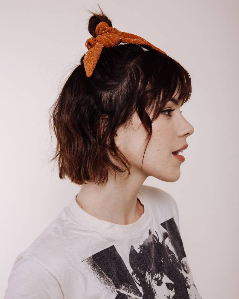 Schimmernde Scrunchie Krawatte - Brown Sugar von ShopImWithTheBand