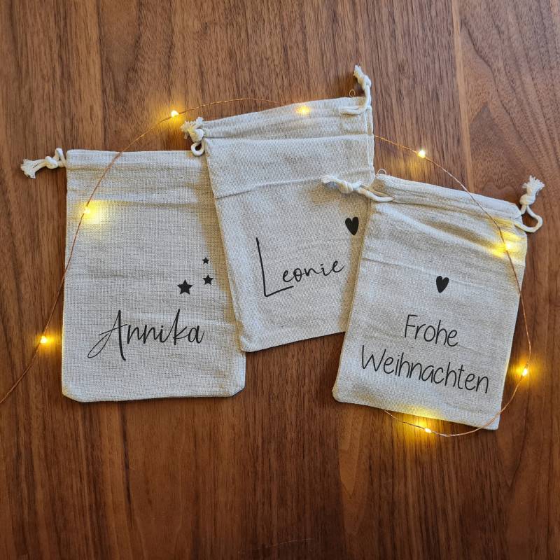 Jutesäckchen | Frohe Weihnachten |Mit Name Personalisiert Säckchen Jute Individualisiert Geldgeschenk Wunscherfüller von LisaKreativWerk