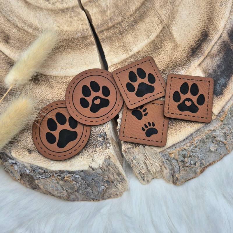 Kunstleder Patch, Label, Pfote, Hundepfote von ShopLabelfy