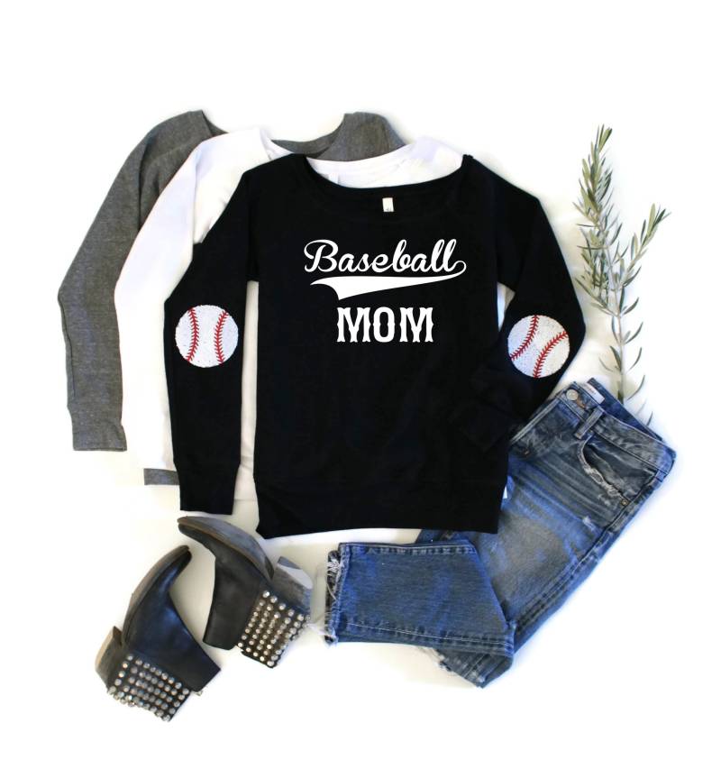 Baseball Mom Shirts/Game Day Shirt Pailletten Ellenbogen Patches Sweatshirt Geschenk Frauen Sport Fan Coach von ShopLoveAndBambii
