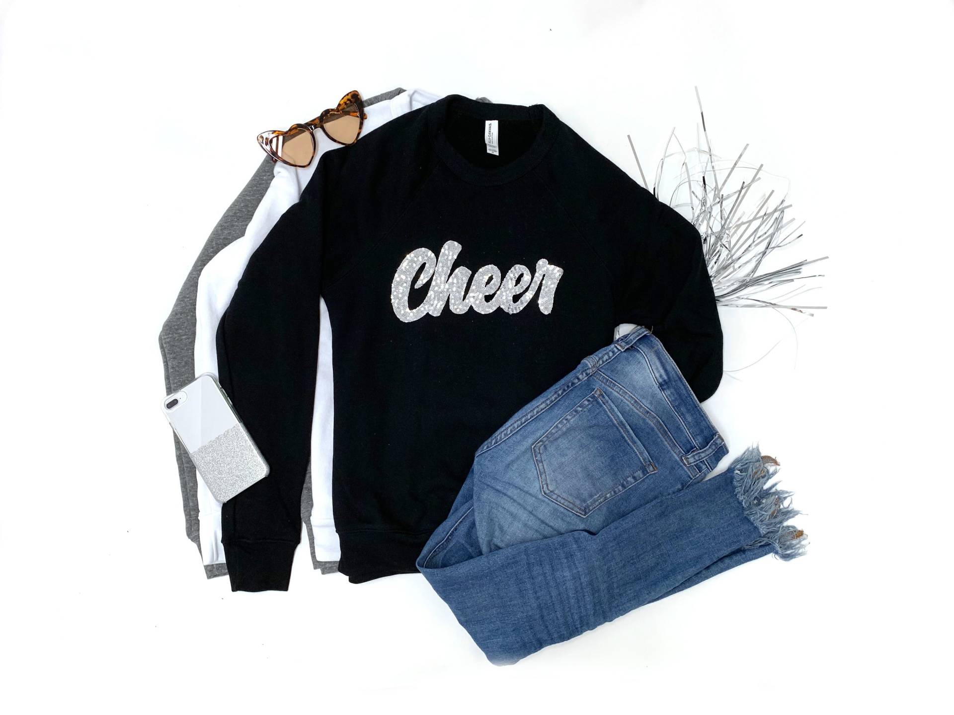 Cheer Shirts/Game Day Shirt Pailletten Ellenbogen Patches Cheerleader Sweatshirt Geschenk Frauen Sportfan Individuell Mom Fußball von ShopLoveAndBambii