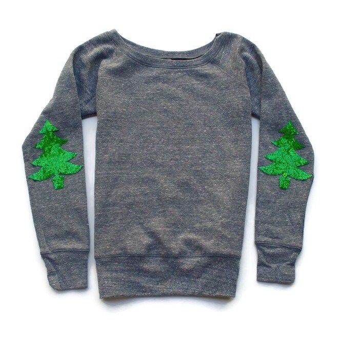 Süß Nicht Dein Hässliches Weihnachtsstrickjacke. Weihnachts Shirt Frauen. Weihnachtsbaum Elbow Patch Sweatshirt. Pailletten Ellenbogen Patch. Plus von ShopLoveAndBambii