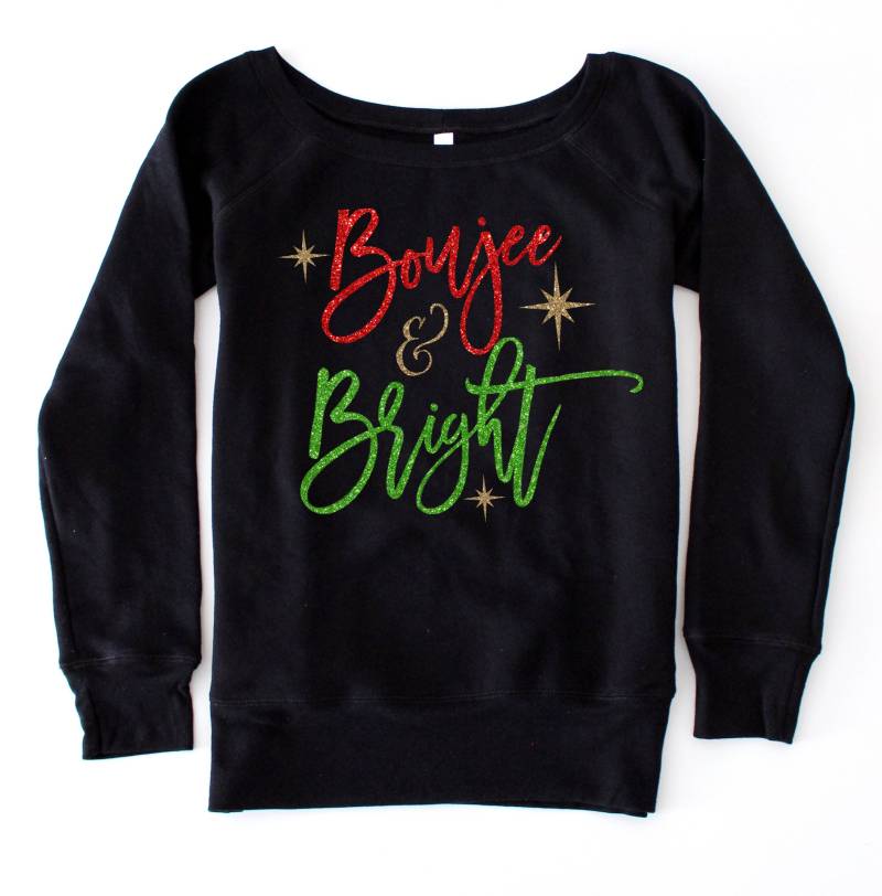 Weihnachtspullover. Pullover. Hemd. Bad Und Boujee. Fröhlich Hell. Geschenk Für Sie. Frauen. Urlaub Shirts. Weg Von Der Schulter von ShopLoveAndBambii