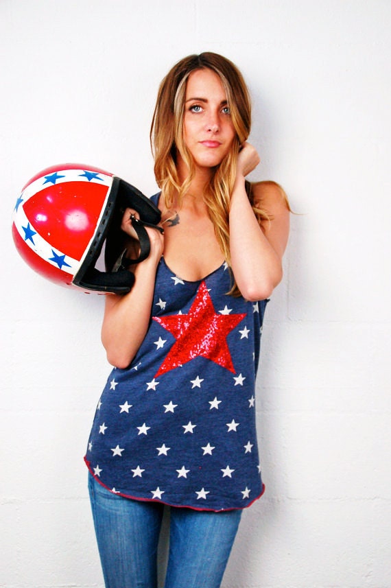 sterne Tank/4. Juli Shirt Pailletten Top Rotes, Weißes Und Blaues T-Shirt Frauen 4 von ShopLoveAndBambii