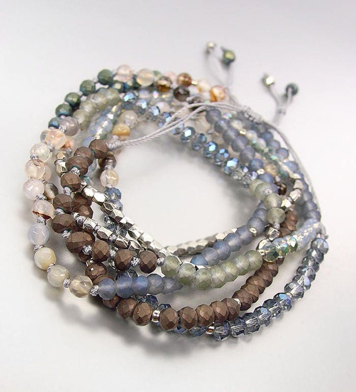 Vielseitige Bronze Hämatit Blau Achat Kristalle Silber Perlen Wickeln Armband Halskette Vielseitige Bronze Hämatit Blau Achat Kristalle Silber Perlen Wickeln Armband Halskette von ShopLuxDelights