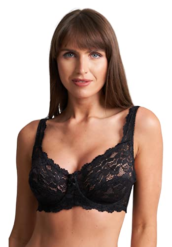 ShopMCR Damen Vollschalen Spitze Bügel BH Soft Cup Full Coverage Nicht Gepolstert Push Up Damen BH, Schwarz , 90D von ShopMCR