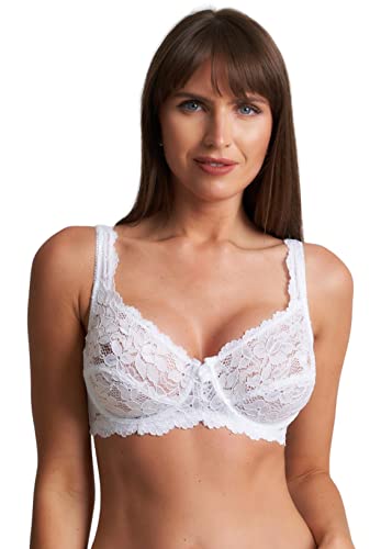 ShopMCR Damen Vollschalen Spitze Bügel BH Soft Cup Full Coverage Nicht Gepolstert Push Up Damen BH, weiß, 90B von ShopMCR
