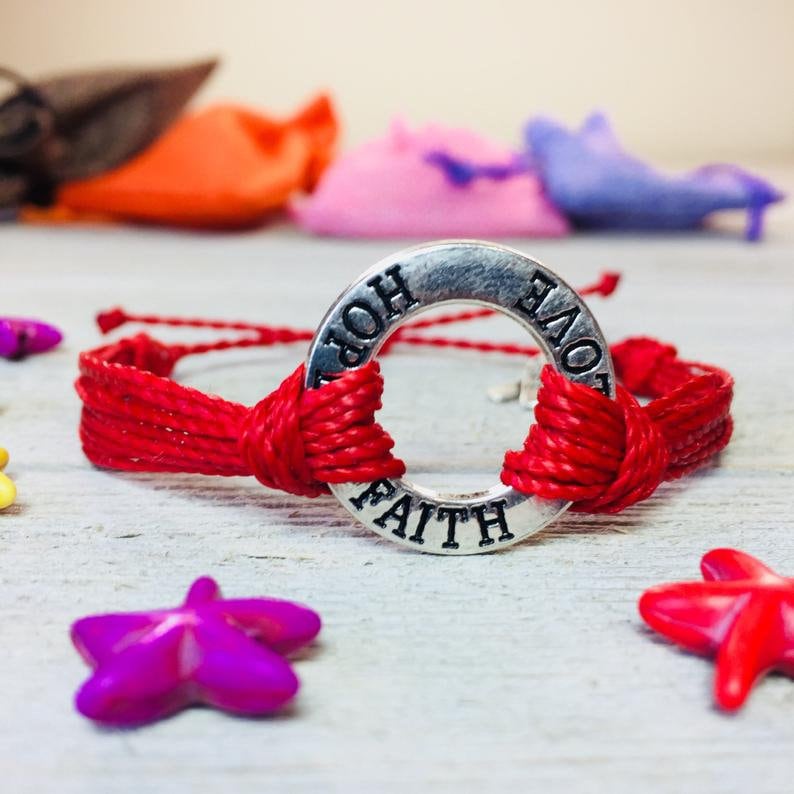 Geflochtene Armbänder Zur Unterstützung Der Liebe, Hoffnung, Glaube von ShopMabuhayBracelets