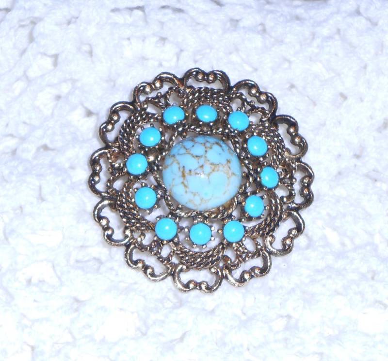 Vintage 1960Er Emmons Türkis Rotkehlchen Eierkreis Brosche Signiert Stück von ShopMyVintageLuv