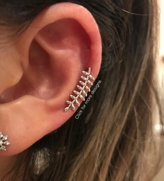 Gebogener Knorpelohrring Mode Ohrringe Süßer Ohrfeger Ohr Kletterer Mondsichel Blatt Feger Statement von ShopOrigamiJewels
