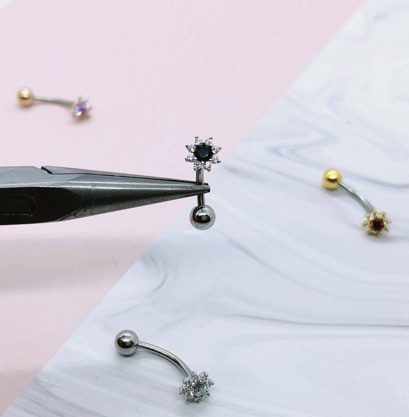 Sonnenblume Bauchring Schwimmender Nabel Ring Zierlicher Bauchnabel Gold Bauch Ringe Kleine Piercing Klein Schmuck von ShopOrigamiJewels