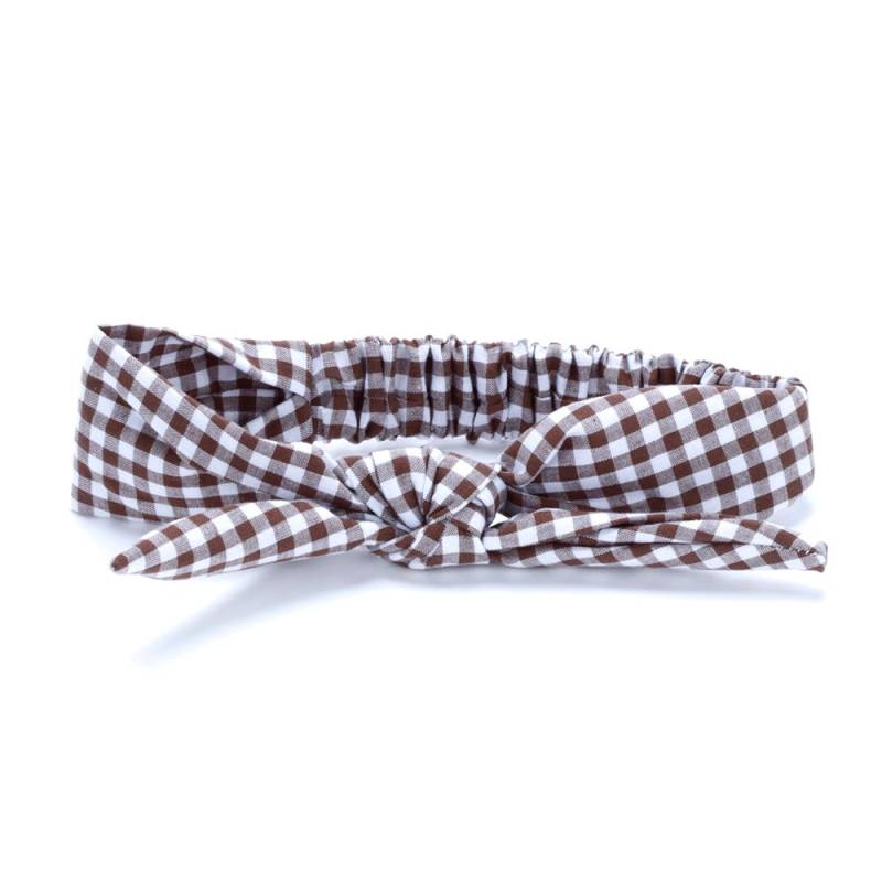 Fliege Stirnband/Headwrap Für Kinder Alter 3-8 - Gingham Zart Braun von ShopPeppercornKids