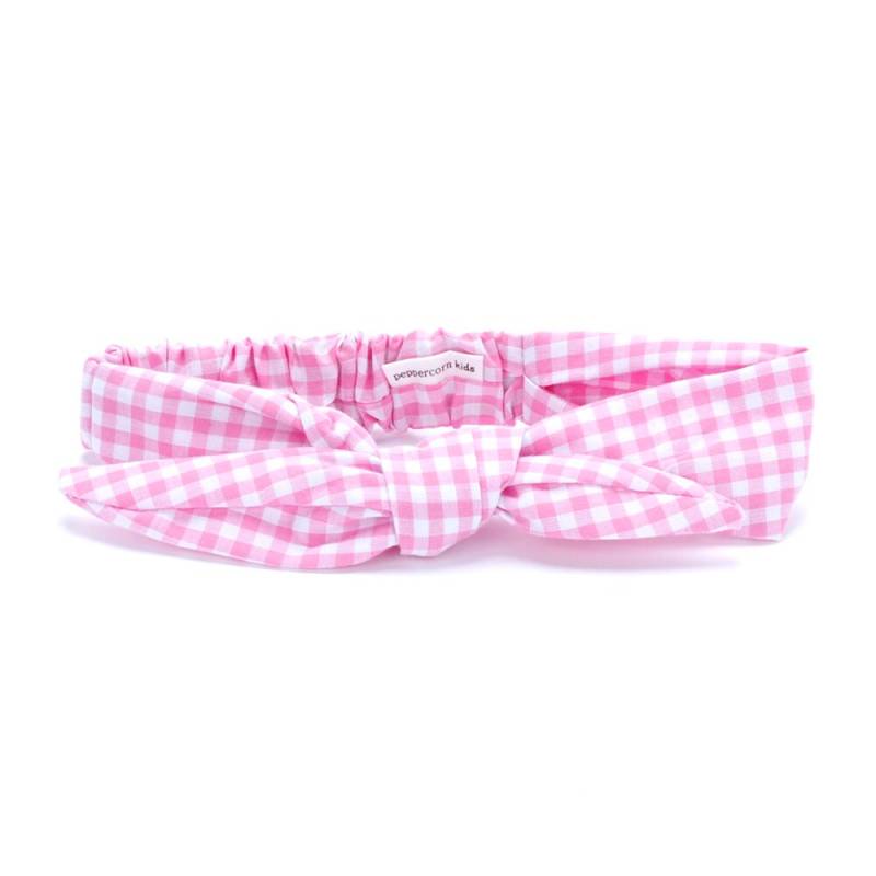 Kleine Kinder Schleife Headwrap Stirnband - Gingham Pink Sherbet | 3-8Y von ShopPeppercornKids